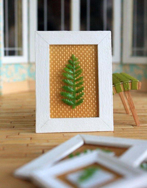 Dollhouse Miniature Modern Wall Art White Framed