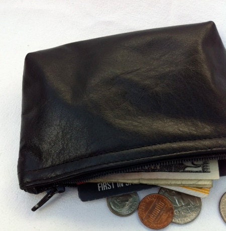 Men's or women's small black leather pouch by MarthaNina on Etsy