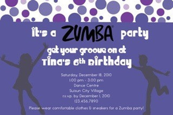 Items similar to Zumba Dance Birthday Invite-Digital Invitation on Etsy
