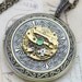 Steampunk Necklace Steam Punk Jewelry Locket - Vintage Longines Pocket Watch Movement Clockwork Necklaces - Green Swarovski Crystals