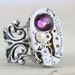 Steampunk Ring Steam Punk Jewelry - Vintage Clockwork Ring - Purple Amethyst Pearl Rings Swarovski Crystal