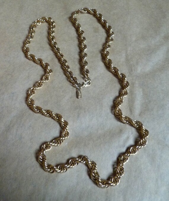 Chain Maille Necklace twisted pattern. Gold by RebeccasVGVintage
