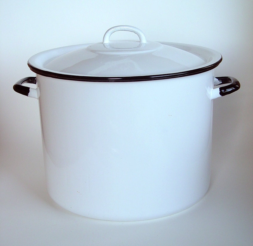 Vintage Enamelware White Canning Kettle Stock by AppleCharlotte