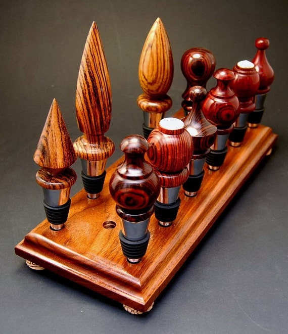 17 Hole Bottle Stopper Display Rack Stand Handmade in Solid