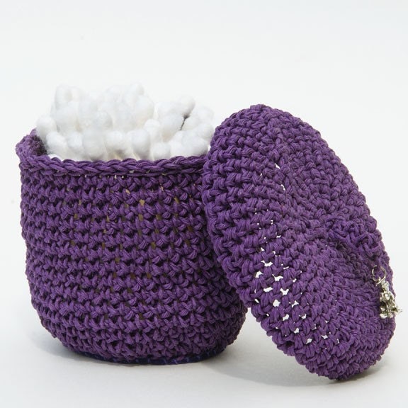 Hemp Twine Crochet Basket in Purple