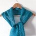 Turquoise mohair scarf / shawl / wrap in open star lace pattern , hand knitted
