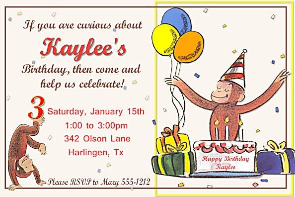 Vintage Curious George Birthday Invitation by debspartydesigns