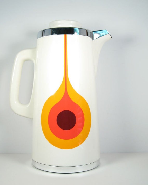 Japan Peacock Vacuum Thermos Bottle Mid Century Retro