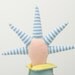 Pastel spring ooak art doll - funky handmade doll With coll Haircut - Striped and dotted in aqua, peach, yellow