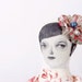Romantic Lady Doll with Transparent Beads Wearing white with pink blossoms handmade fabric doll