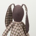 Easter Bunny - African Brown Rabbit doll - Wearing Checkered shirt and Brown Corduroy, handmade cloth doll