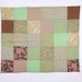 Baby carriage - Small simple Patchwork blanket in Pink , Brown and green flowery ,Spotted and striped Newborn blanket