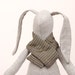 plush , Gray , small rabbit in striped scarf and hot Fuchsia socks - handmade fabric doll
