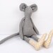 Autumn Mouse :Light Gray Mouse Wearing Light yellow Checkered socks - handmade fabric doll