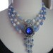 Statement Necklace, Vintage Necklace Assemblage, Layered Necklace, Vintage Florenza Brooch, Sapphire - SALE - Royal Blue Florenza