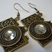 Antique Brass & Rhinestone Camera Earrings