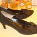 I Magnin Black Satin Pumps with Bow