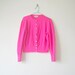 WoozWass Vintage 1950s Hot Pink Virgin Wool Cardigan Sweater Crop Size S,S-M,M