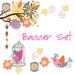 Premade Etsy Shop Banner Avatar Set - pink bird cage branch flower tree etsy banner set - no223