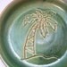 Soap Dish Handmade Pottery Tropical Coconut Tree Etch Sgraffito Scratch Art Glazed Muted Green