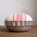 Jello Mold Pincushion - Rustic Cotton Red Stripe