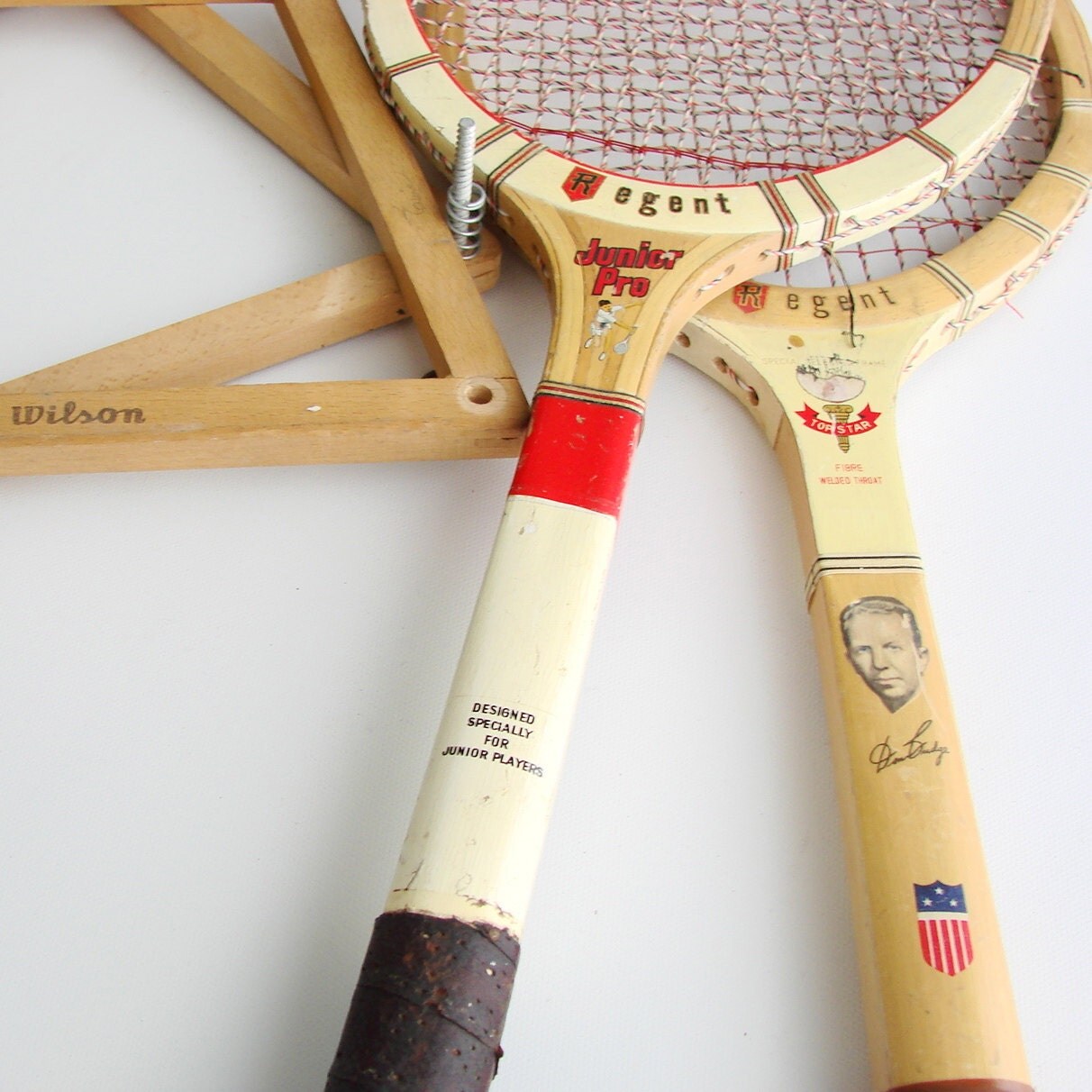 Vintage Wood Tennis Racquet Set of 3. Circa 1940s to 1960s.