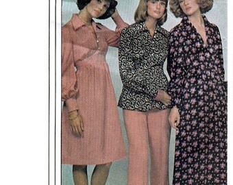 McCall's 4348 Vintage 70s Misses' Dress or Top Sewing Pattern - Uncut - Size 8, 10, 12 - Bust 31.5, 32.5, 34
