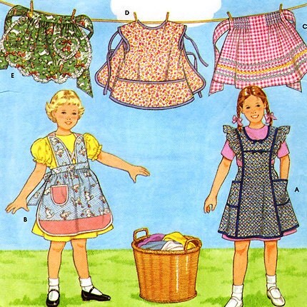 Sassy Little Sisters Child's Apron sewing pattern from Cabbage Rose