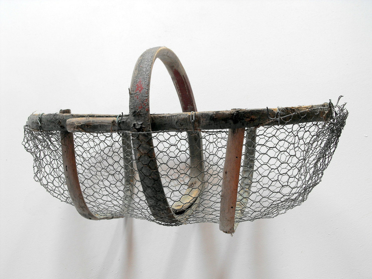 French Antique Oyster Basket Rustic and Handmade