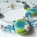 Floral and Butterfly Beaded Badge Lanyard ID Holder - Teal - Aqua - Lime - White - Polymer Clay - Swarovski Lanyard - Summer - OOAK