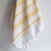Turkish BATH Towel - Classic Peshtemal - White (yellow striped)