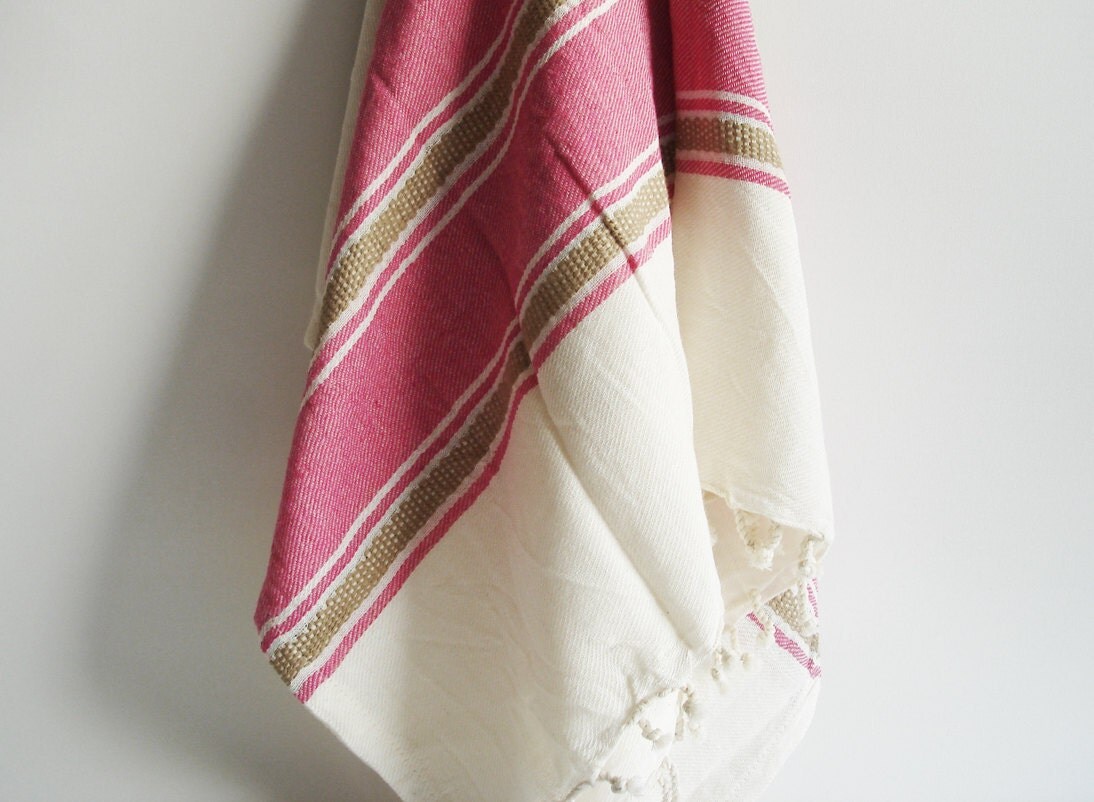 Turkish Bath Towel Handwoven Peshtemal Pink