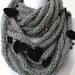 50% OFF SALE - Scarf necklace - loop scarf-Infinity scarf-neck warmer-hand knitted-in gray with leaves and wooden beads (WAS 60)