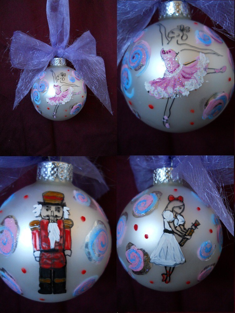 The Nutcracker Ballet hand painted glass ornament RESERVED