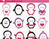 Valentine Penguins Personal and Commerical Use Clipart Set - Instant Download Il_170x135