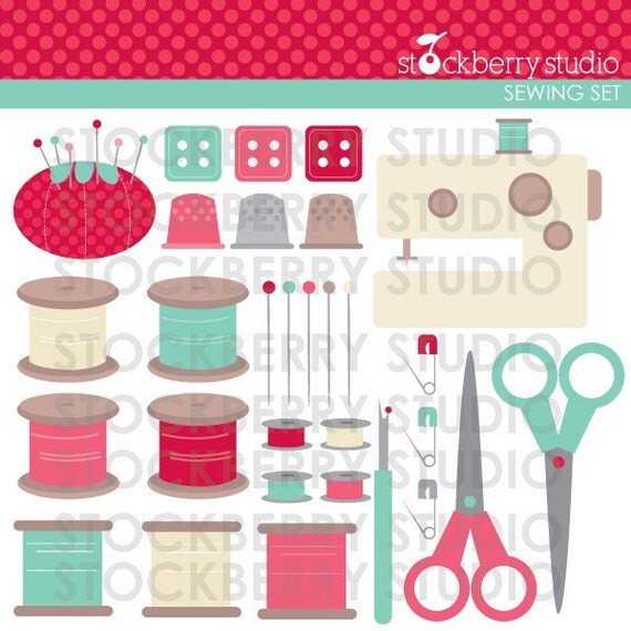 Sewing Personal and Commerical Use Clipart Set - Instant Download Il_570xn