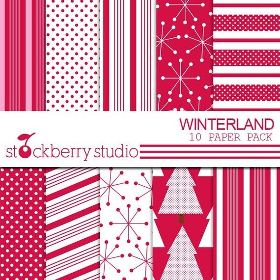 Winterland Digital Scrapbooking Paper Pack Il_570xn