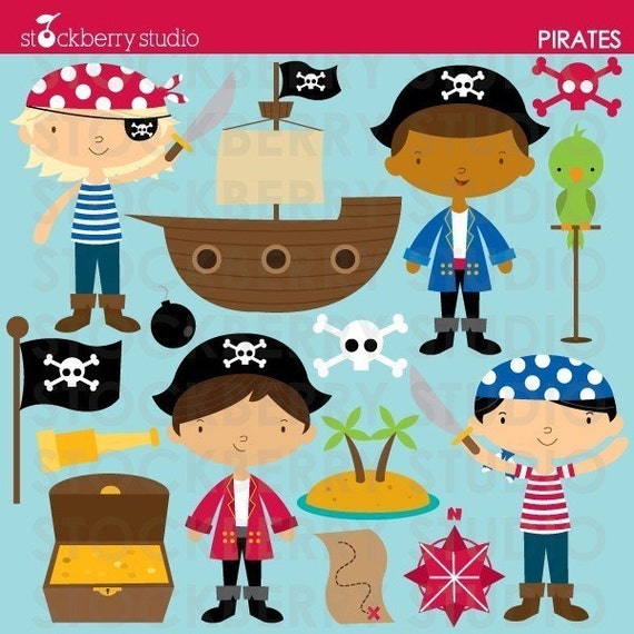 Pirate Personal and Commerical Use Vector Clipart Set - Instant Download Il_570xn