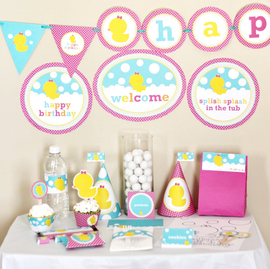 Girl Rubber Ducky Birthday Decorations Printable Rubber Duck