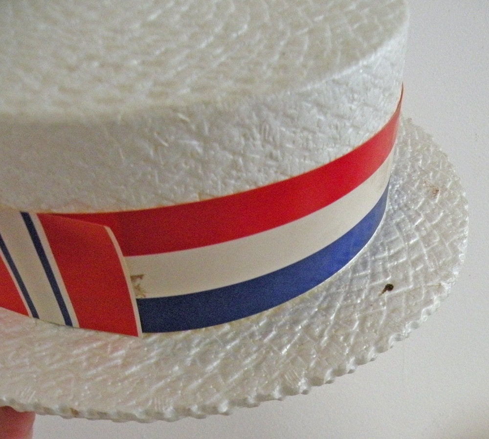 Vintage Styrofoam Skimmer Hats Patriotic Political With Red