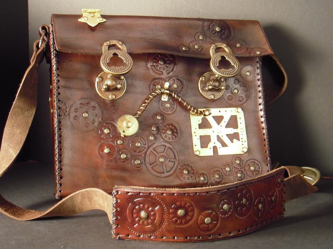 Steampunk leather laptop case II
