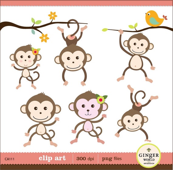 monkey clip art etsy - photo #6