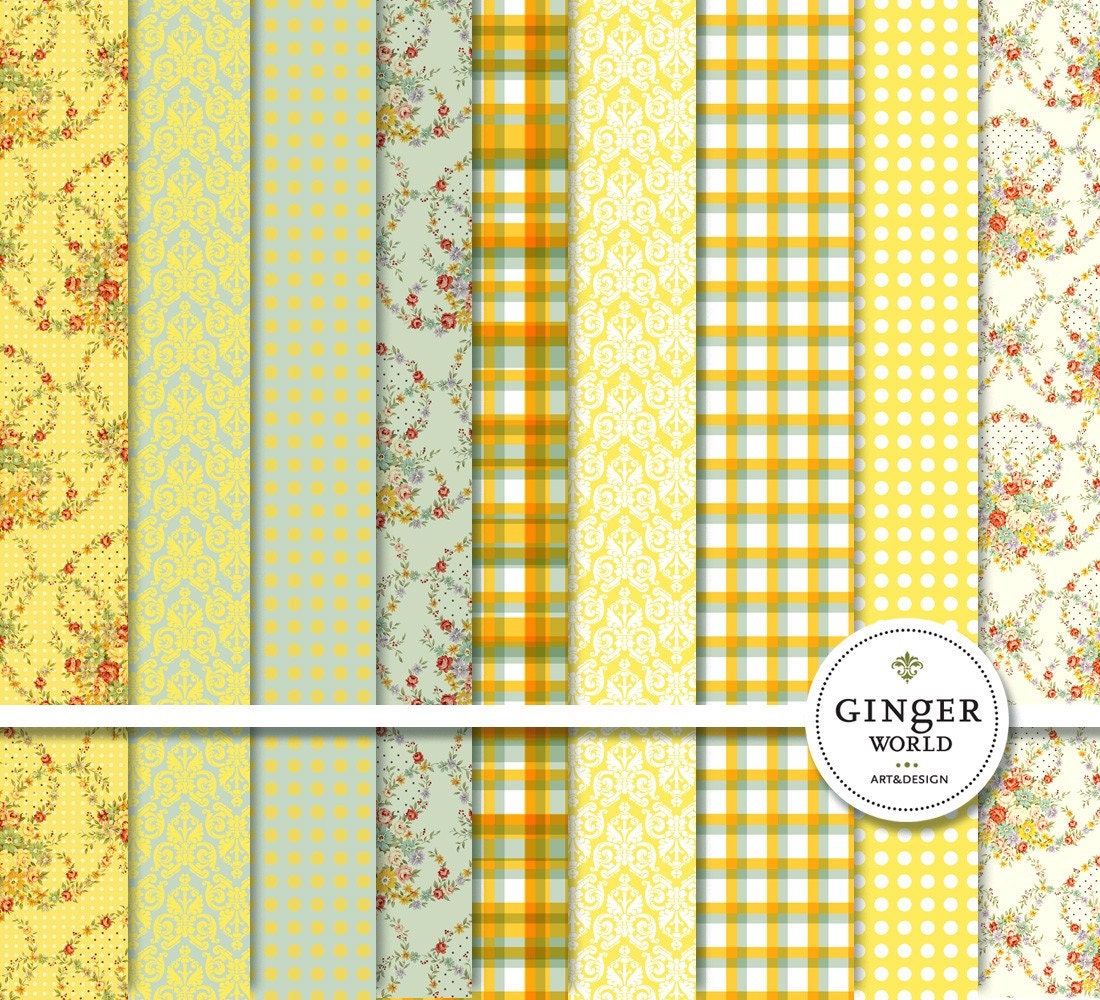 sunny yellow shabby chic digital paper pack for scrapbook sunny yellow shabby chic digital paper pack for scrapbook