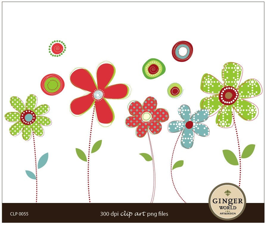 Cute Whimsy Flower Clip art Digital Illustration for