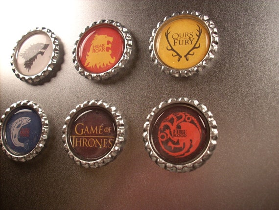 Game of Thrones Magnets House Sigil Bottlecap Magnets Set of