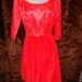 1950s Red Lace and Velveteen Party Cocktail Rockabilly Mad Men Dress