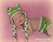 Newborn Lady Frog Hat and Diaper Cover