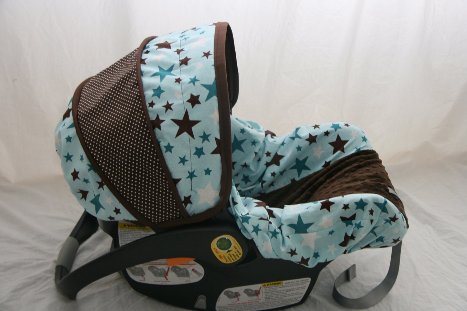 LAST ONE Baby Boy Stars car seat cover Blue and Brown with