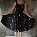Handmade by Petrune Black Floral 1950's Inspired Dress, Vintage Fabric