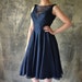 1950's Midnight Blue Organza & Taffeta Party Dress